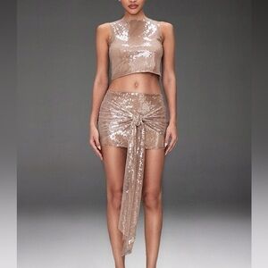 Shimmering Beige Skirt Set